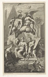 Herkules korunovaný Viktorií Voyage de C. le brun (název na objektu) Titulní strana pro: Cornelis de Bruyn, Voyage au Levant, 1700