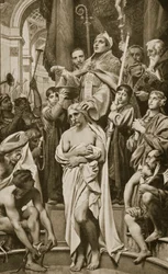 The Baptism of Clovis, Rheims, 496 AD, ilustrace z 