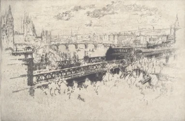 Londýn přes most Charing Cross, 1910.