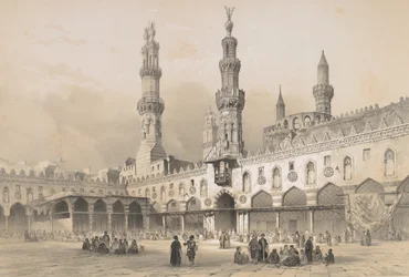 22. Nádvoří mešity el Ahzar, Káhira, 1843.