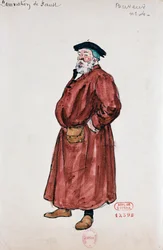 Kostým pro hostinské v opeře Faustovo prokletí od Hectora Berlioze, skica Josepha Porphyra Pinchona (1871-1953)