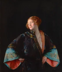 Modrý mandarinský plášť (Modré kimono) 1922 (olej na plátně)