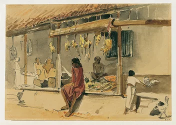 Obchodníci s kuřecím masem v Point de Galle na Cejlonu (Srí Lanka)