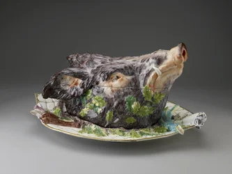 Boars Head Tureen, Chelsea Porcelain Factory, c. 1758 porcelán