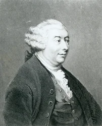 Portrét Davida Humea, vyrytý Williamem Henrym Worthingtonem