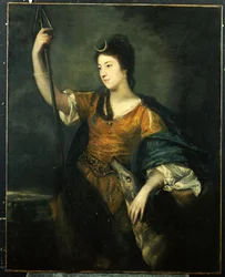 Portrét lady Anne Dawsonové, tříčtvrteční, jako Diana, 1753-54