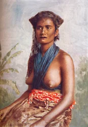 Žena z Fidži v domorodém oděvu, 1902