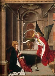 Zvěstování, od Josse Lieferinxe (zemřel před 1508), detail