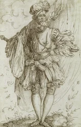 Praporec nesoucí vlajku, 1560s (inkoust na položený papír)
