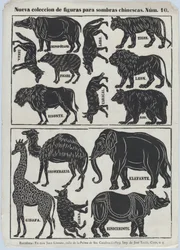 List 10 s figurami pro čínské stínové loutky, 1859.