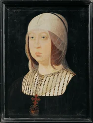 Isabela Katolická Kastilská, manželka Ferdinanda Aragonského... (malba na dřevě)