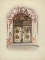 Malování dveří a stěn, c. 1941.