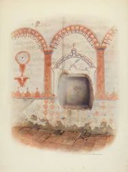 Nástěnná malba a křestní výklenek, c. 1941.