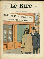 Ilustrace Abela Faivreho (1867-1945) pro obálku Le Rire, 21.03.08 - Nájemní smlouva - Architektura Urbanismus, Svatba, Cizoložství, Obchody