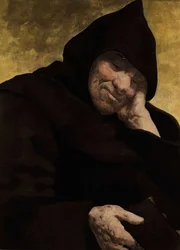 Bratr Jean, mnich z opatství Seuille, spí. Gargantua. ilustrace Jules Garnier. In "Rabelais et l