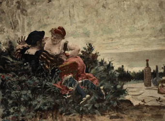 Grandbuckthorn, otec Gargantuy, a Gargamelle, matka Gargantuy. Gargantua. ilustrace Jules Garnier. In "Rabelais et l