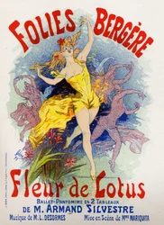 Umění. Zábava. Lotosový květ, balet v Folies Bergeres, Paříž. Plakát Jules Cheret, Francie