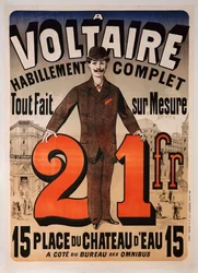 Reklamní plakát na „A Voltaire“, kolem roku 1877