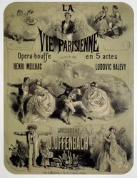 Plakát k opernímu jídlu „Pařížský život“ od Jacquese Offenbacha (1819-1880)