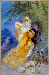 Obraz Žluté domino od Julese Chereta (1836-1932) Nice, Musee Cheret 20. století