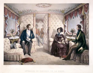 Král Louis Philippe, královna Viktorie a princ Albert v královském kočáru, 1846.