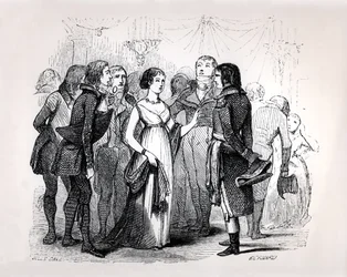 Madame de Stael (1766-1817) vyslýchající Napoleona Bonaparta (1769-1821) o nejlepších ženách, z 