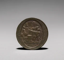 Medaile: Five Sols vydaná Monneron Brothers, Paříž, 1792.