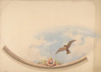 Návrh stropu pomalovaného mraky a vznášejícím se orlem, druhá polovina 19. století. Tvůrci: Jules-Edmond-Charles Lachaise, Eugène-Pierre Gourdet.