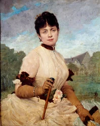Portrét Madame Toulmouche Malba od Julese Elie Delaunaye (1828-1891) 1884 Sun. 0,90 X 0,74 m Nantes, musee des Beaux Arts
