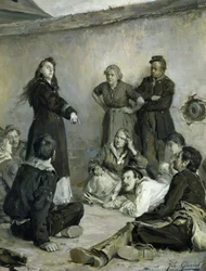 Louise Michel (1830-1905) Talking to Communards (olej na plátně)