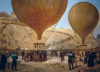 Leon Gambetta odlétá na horkovzdušném balónu Armand-Barbes během obléhání Paříže z Place Saint-Pierre na Montmartre 7. října