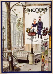 Francouzský plakát zobrazující fiktivního doručovatele "Nectar" 1931