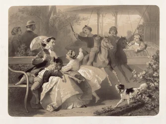 Kolotoč v Saint-Cloud, vyrytý Regnier, Bettanier a Anthony Morlon (1834-1914)