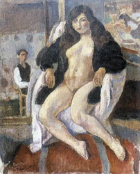 Portrét malíře Pierra Dubreuila a jeho modelu od amerického malíře Julese Pascina (1885-1930).