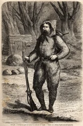 Portrét doktora Henriho (Heinricha) Bartha (1821-1865), německého cestovatele, v cestovním obleku. Kresba Julese Pelcoqa pro ilustraci cesty 1849-1855 do centra Afriky od Dr. Henriho Bartha. Rytina v „“ Le tour du monde, nouveau journal des vo