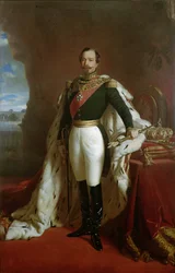 Portrét císaře Napoleona III. (1808-73) v korunovačním rouchu