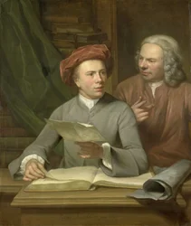 Autoportrét. Vedle umělce stojí jeho otec a učitel Jan Maurits Quinkhard (1688-1772)