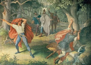 Hagen zabíjí Siegfrieda u pramene, Síň Nibelungů