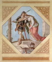 Siegfried a Brunhilda, ilustrace z „Nibelungů“ Richarda Wagnera (1813-83)