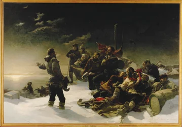 Dva rakouští důstojníci, Julius von Payer a Karl Weyprecht ... (malba na plátně)