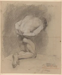 Klečící mužský akt při pohledu zezadu (1. cena 1766)