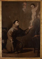 Farní muzeum. Malování. Svatý Anton Paduánský (sv. Antonín Paduánský). Kopie Jose Ribera. Olej na plátně. 17. století.
