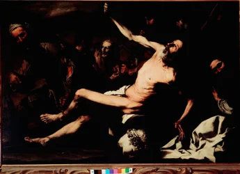 Umučení svatého Bartoloměje Obraz od Jusepe de Ribera dit lo Spagnoletto (1591-1652) cca 1630 ne. 145x216 cm Florencie, Palazzo Pitti, Galleria Palatina
