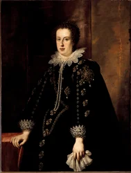Portrét Clauda de Medici (Claudia de Medici) (1604-1648) manželka vévody z Urbinu Federico della Rovere, poté arcivévoda Leopolda V. Rakouska Tyrolský obraz od Justuse Sustermanse (1597-1681) Florencie 17. století, palác Pitti