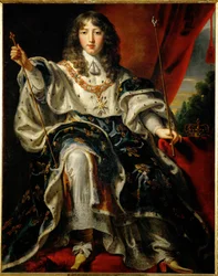 Francouzský král Ludvík XIV. při korunovaci