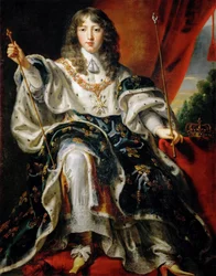 Ludvík XIV., francouzský král, 1638-1715, v korunovačním rouchu