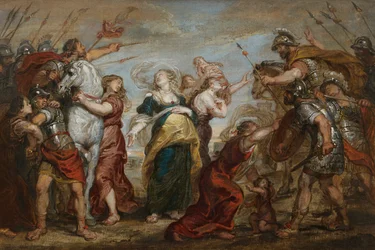 Smíření Římanů a Sabinů, c. 1655-1656.