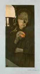 Žena s pomerančem