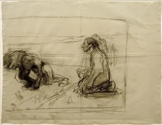 K. Kollwitz, Studie o Pflügerovi (oráč s klečící manželkou)
