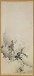 Zimní krajina: rokle, éra Meidži, 1883.